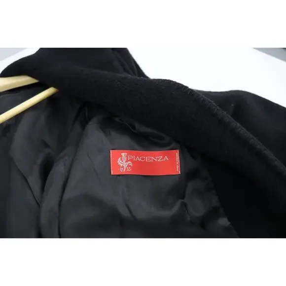 Cinzia Rocca Designer Womens Wool Blend Black Coat US Size 12 Made in Italy